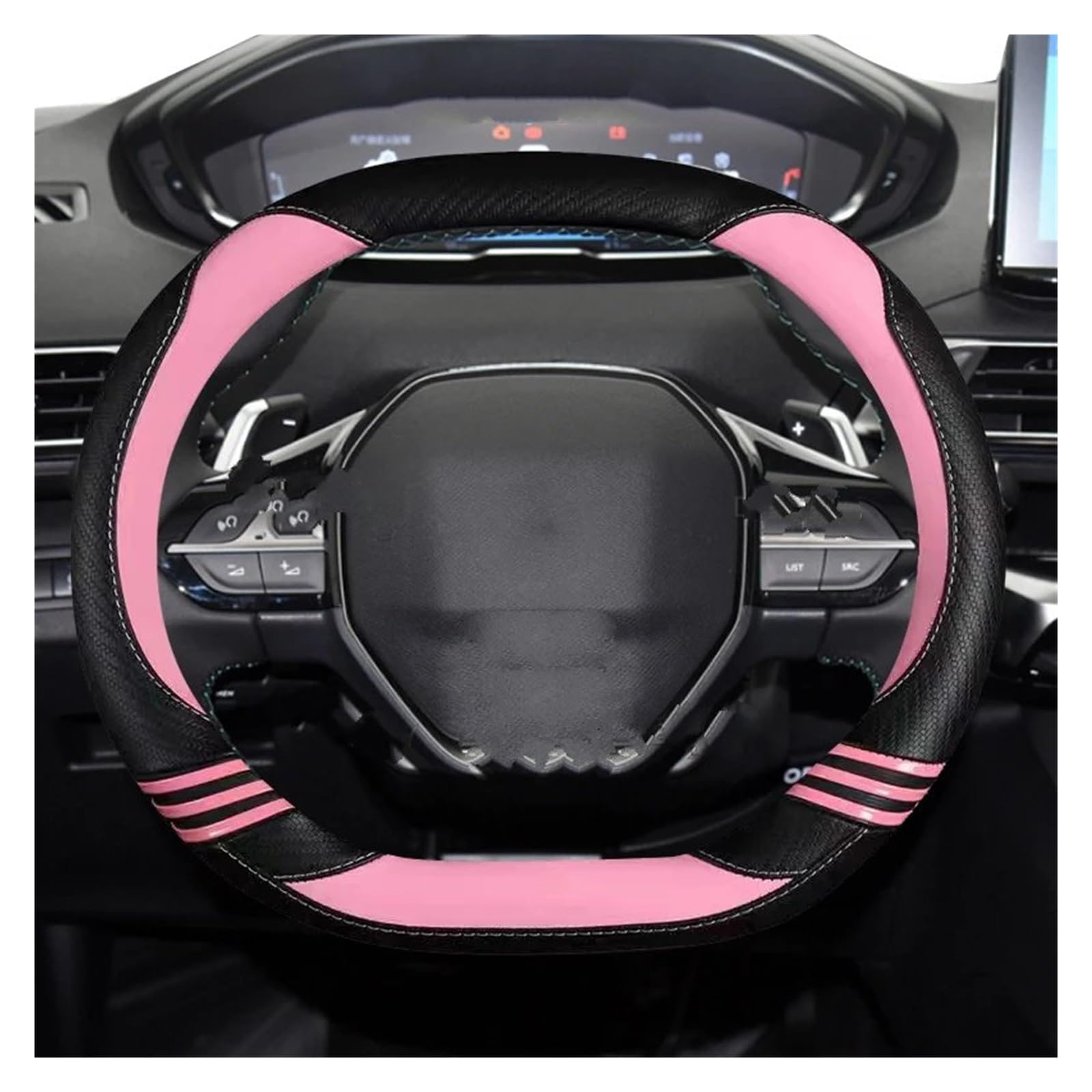 Lenkradschutz Für Toyota Für Camry CH-R 2021 Auto Zubehör Auto Lenkrad Abdeckung 38cm Leder Lenkradschutzhülle(Pink) von HMGWLCGH