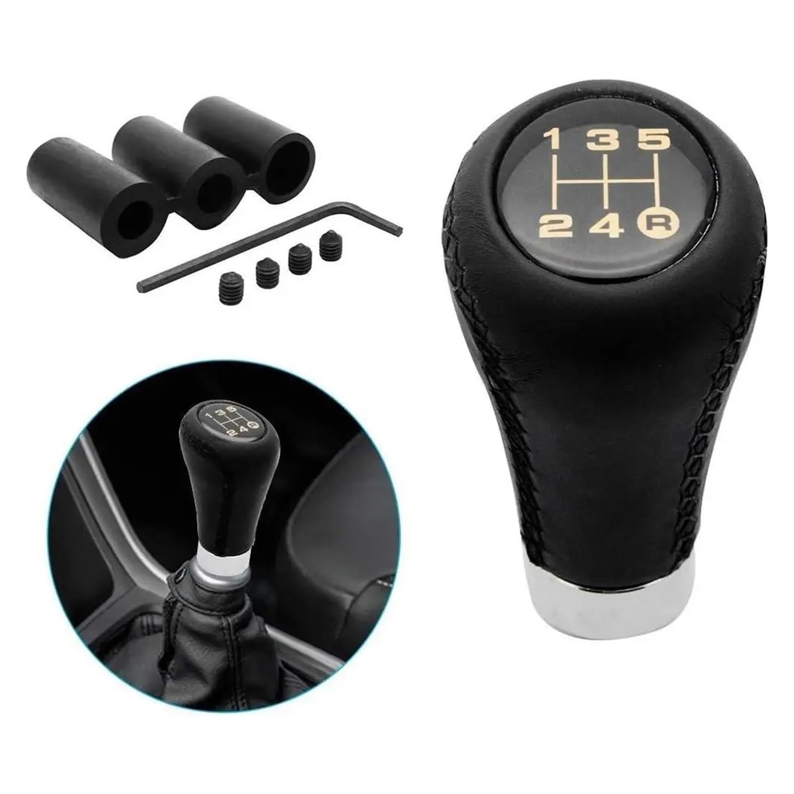 Schaltknaufkopf Automatik Für M8 Für M10 Für M12 Adapter Auto Getriebe Schalthebel Griff Aluminium 5 Geschwindigkeit Manuelle Getriebe Shift Shifter Knob Stick Kopf Mit Schaltknauf Knauf(Black) von HMGWLCGH