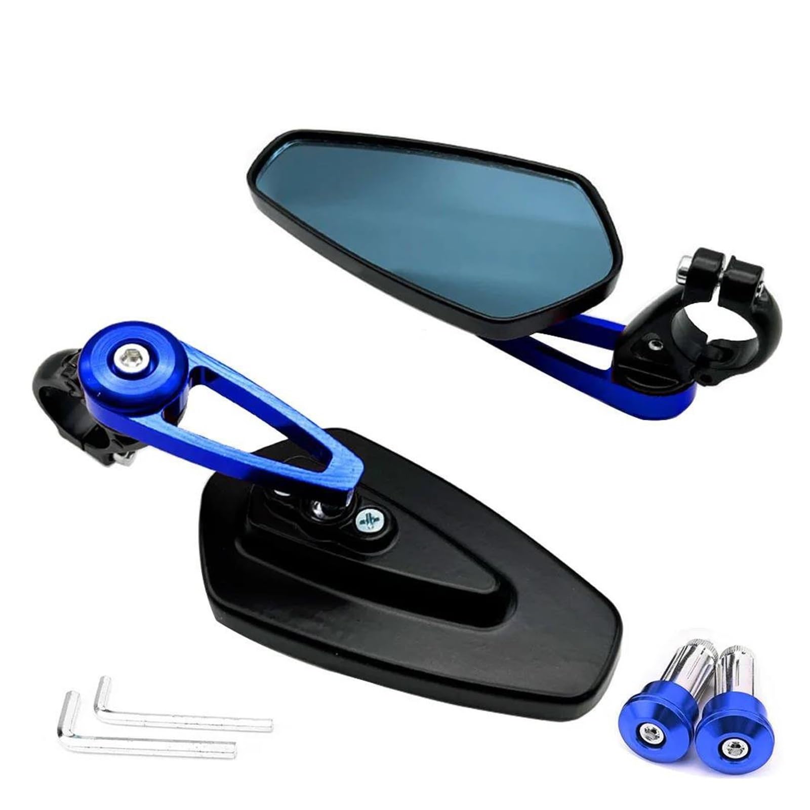 HMILOT Rückspiegel Spiegel Für KA&WASAKI Z250 Z300 Z400 Z650 Z750 Z800 Z900 Z1000 ZX6R ZX10R Z650RS Motorrad-Lenkerend-Rückspiegel(Blau) von HMILOT