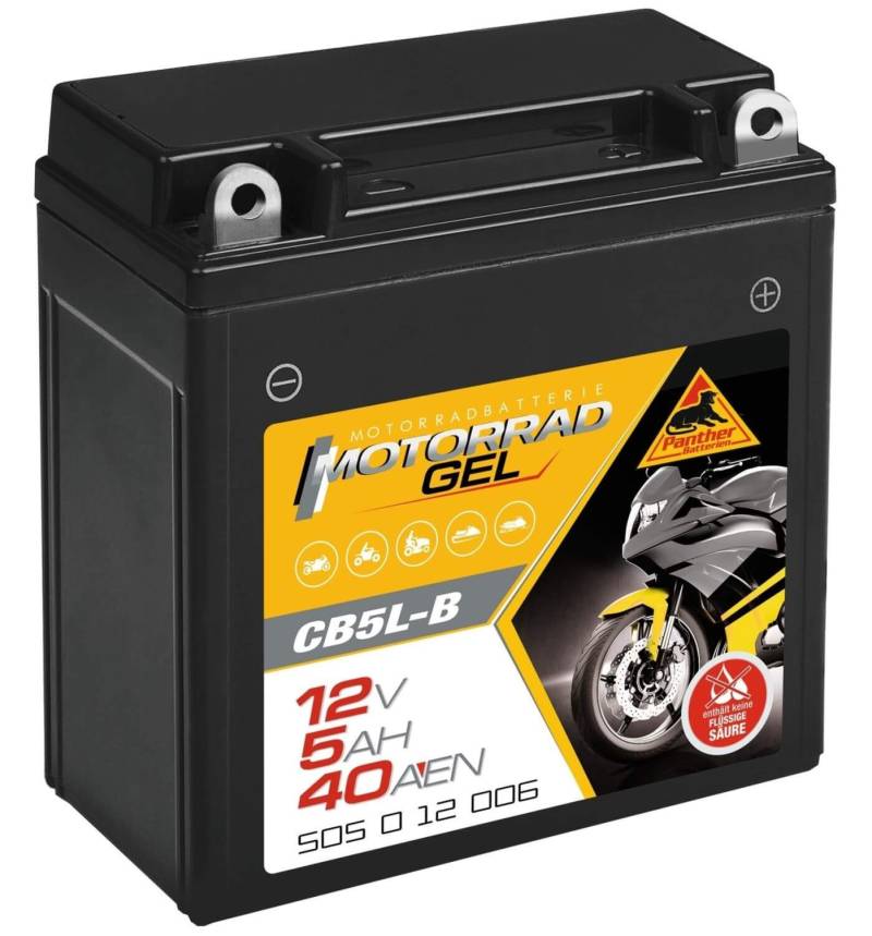 Panther GEL Batterie 12V 5Ah 40A YB5L-B Motorradbatterie 50512 Quad CB5L-B von HMKCH