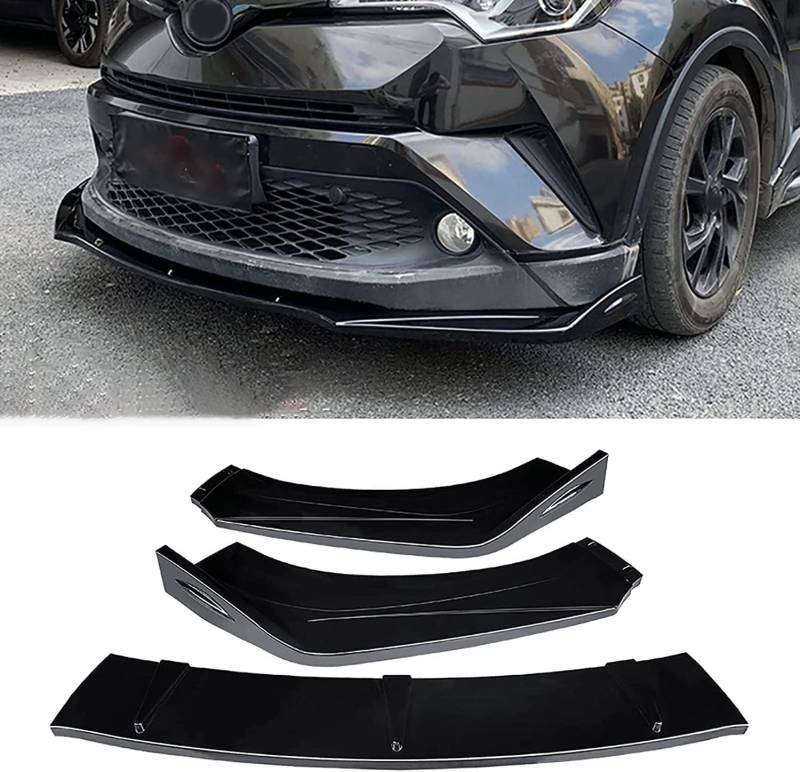 Auto Frontspoiler Lippe für Toyota CHR 2018-2022, Antikollisions FrontstoßStange Splitter Stoßfängerlippe Spoilerlippe Protector,A-glossyblack von HMLTD