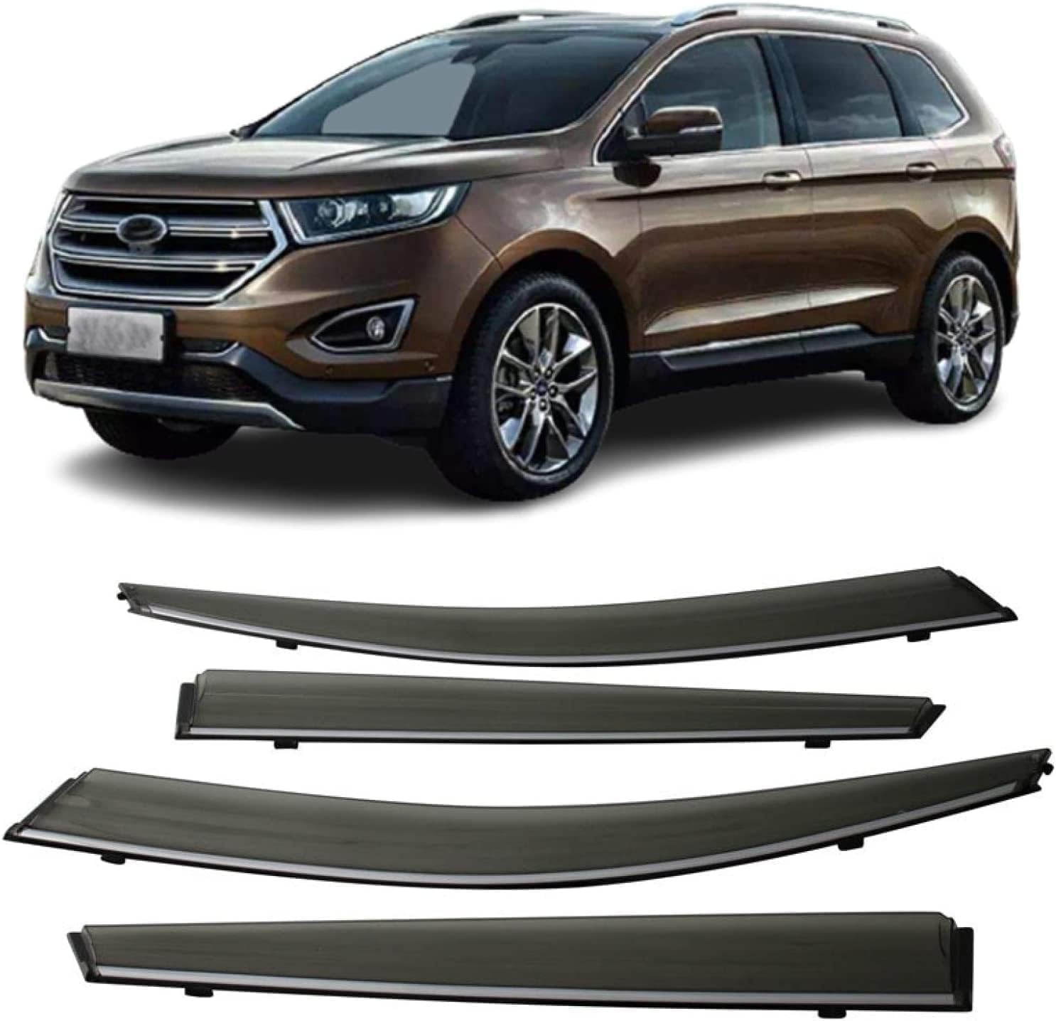 HMLTD 4 Stück ABS Windabweiser für Ford Edge 2015-2021, Einfache Montage Windabweiser vorne und hinten, Auto Sonnenschutz, Autozubehör von HMLTD