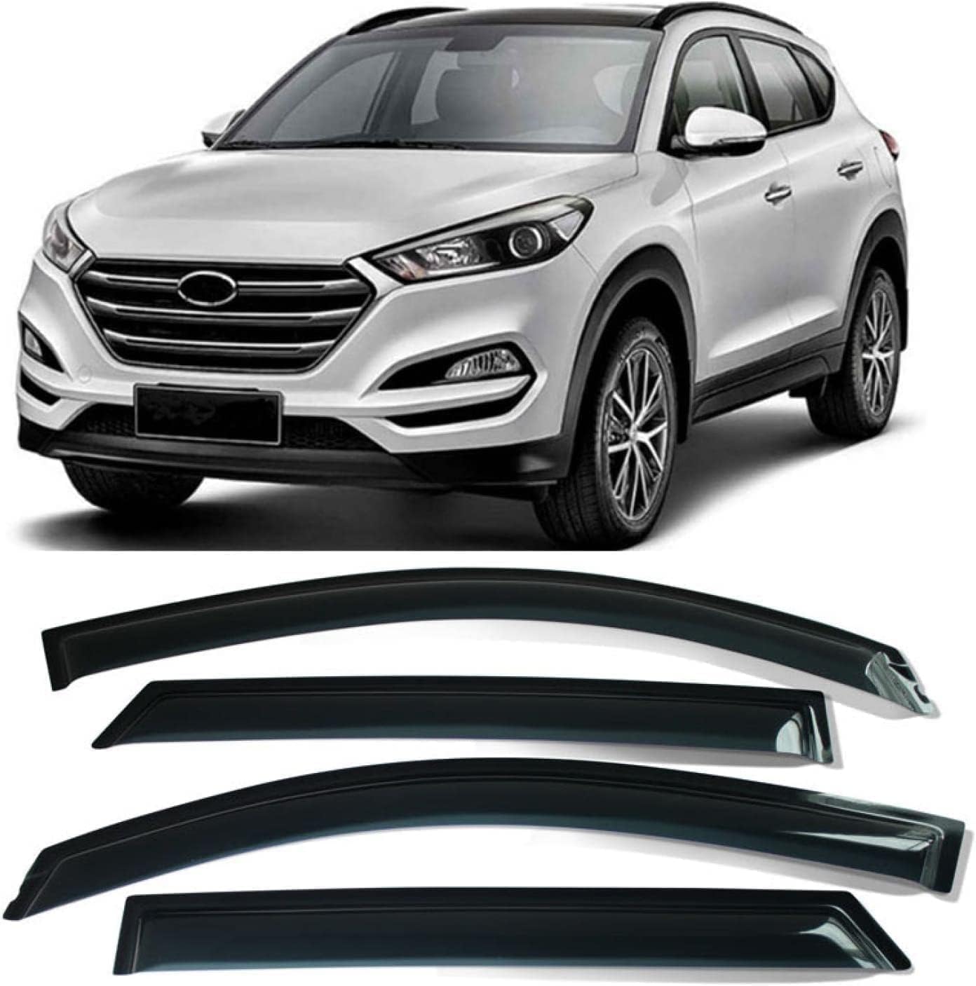 HMLTD 4 Stück ABS Windabweiser für Hyundai Tucson 2015-2020, Einfache Montage Windabweiser vorne und hinten, Auto Sonnenschutz, Autozubehör von HMLTD