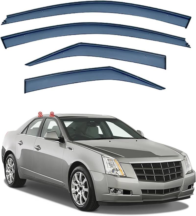 HMLTD 4 Stück Autofenster Windabweiser für Cadillac Cts MK2 2008-2013, Regenabweiser Seitenfenster Luftabweiser Anklebbare Deflektoren von HMLTD