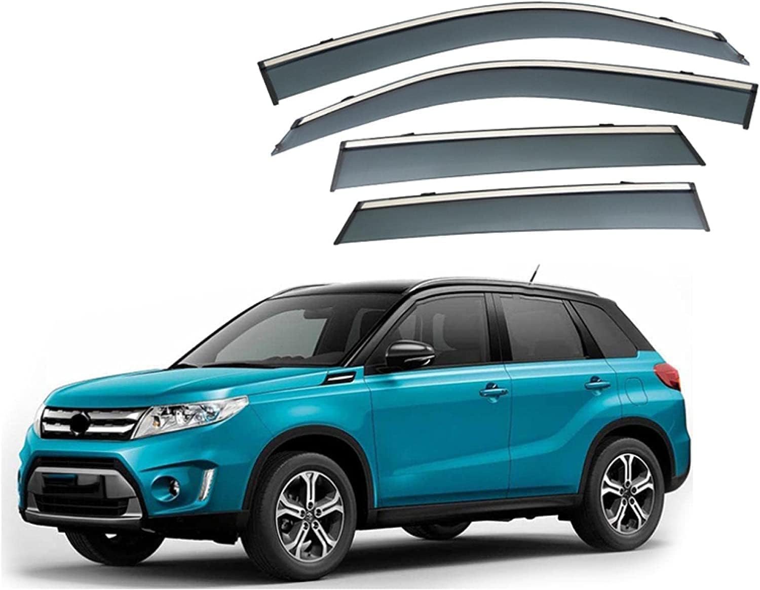 HMLTD 4 Stück Autofenster Windabweiser für Suzuki Vitara 2016-2022, Regenabweiser Fenster visiere Lüftung sabweiser Anklebbare Deflektoren von HMLTD