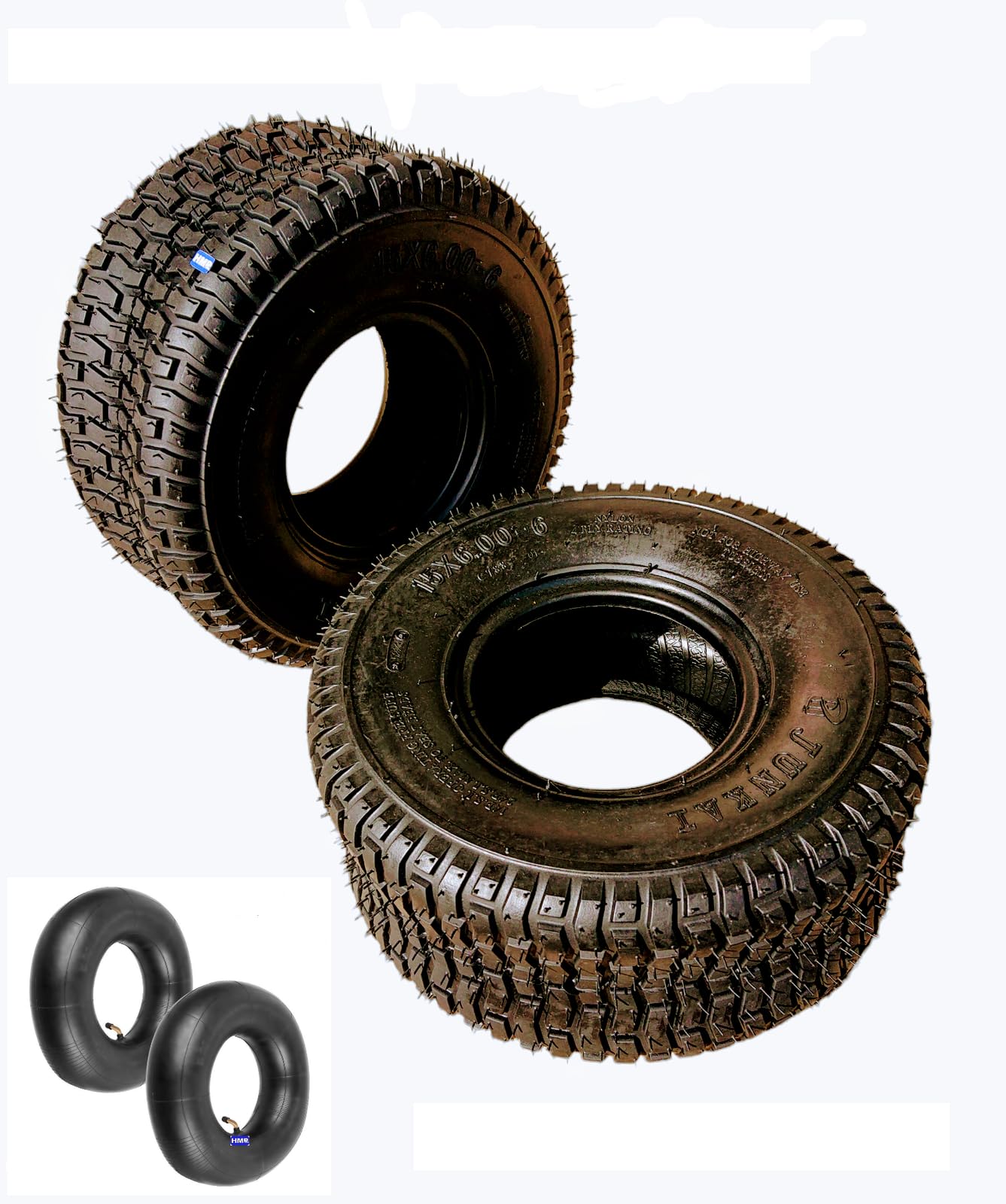 2 x Reifen 2x Schlauch 15x6.00-6 4PR Aufsitzmäher Rasentraktor Schneeräumer ATV von HMParts