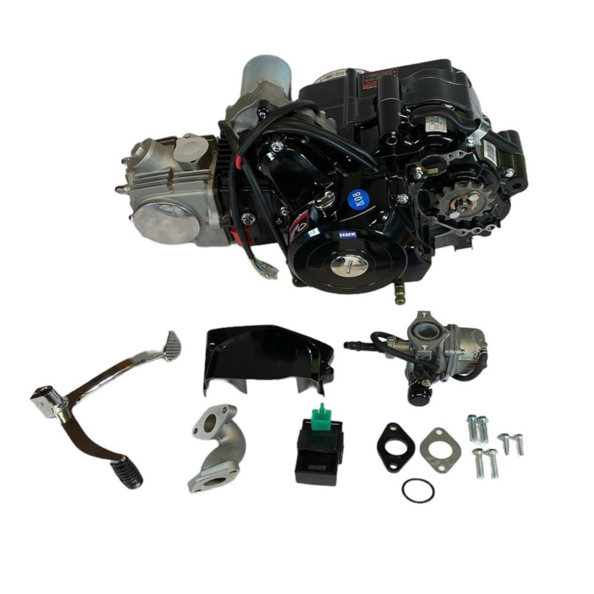 HMParts 4 Takt Motor Set 125 ccm vollautomatik Rückwärtsgang E-Starter oben Luftgekühlt Geeignet für ATV, Quad, Kinderquad von HMParts