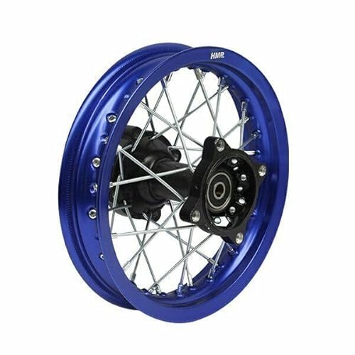 HMParts Alu Felge 10 Zoll hinten Eloxiert Typ 2 Geeignet für fast alle Modelle mit 12 mm Achse Dirt Bike, Pit Bike, XMOTOS, MotoCross (Blau) von HMParts