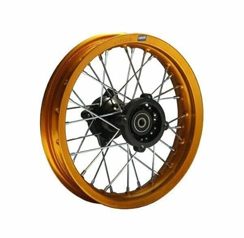 HMParts Alu Felge 10 Zoll hinten Eloxiert Typ 2 Geeignet für fast alle Modelle mit 12 mm Achse Dirt Bike, Pit Bike, XMOTOS, MotoCross (Gold) von HMParts