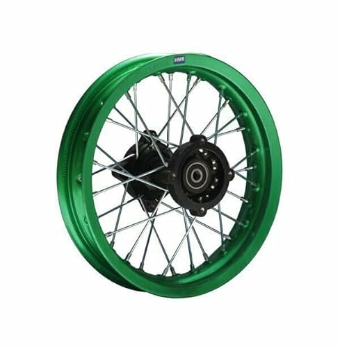 HMParts Alu Felge 12 Zoll hinten Grün Eloxiert Typ 2 150 mm Nabe Geeignet für fast alle Modelle mit 12 mm Achse Dirt Bike, Pit Bike, XMOTOS, MotoCross von HMParts