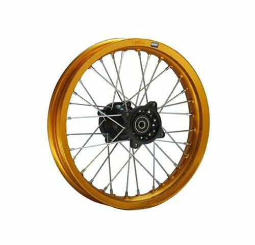 HMParts Alu Felge 14 Zoll hinten Eloxiert Typ 2 Geeignet für fast alle Modelle mit 15 mm Achse Dirt Bike, Pit Bike, XMOTOS, MotoCross (Gold) von HMParts