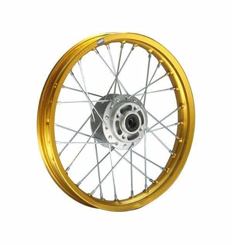 HMParts Alu Felge 14 Zoll vorne Eloxiert Geeignet für fast alle Modelle mit 12 mm Achse Dirt Bike, Pit Bike, XMOTOS, MotoCross (Gold) von HMParts