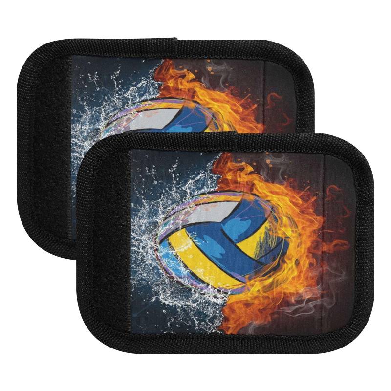 Gepäckgriff-Abdeckungen für Koffer, Gepäck, Volleyball, Malerei, Wasser, Feuer, Identifikation, weiche Griffe, Abdeckungen für Volleyball für Reisezubehör, 2 Stück von HMZXZ