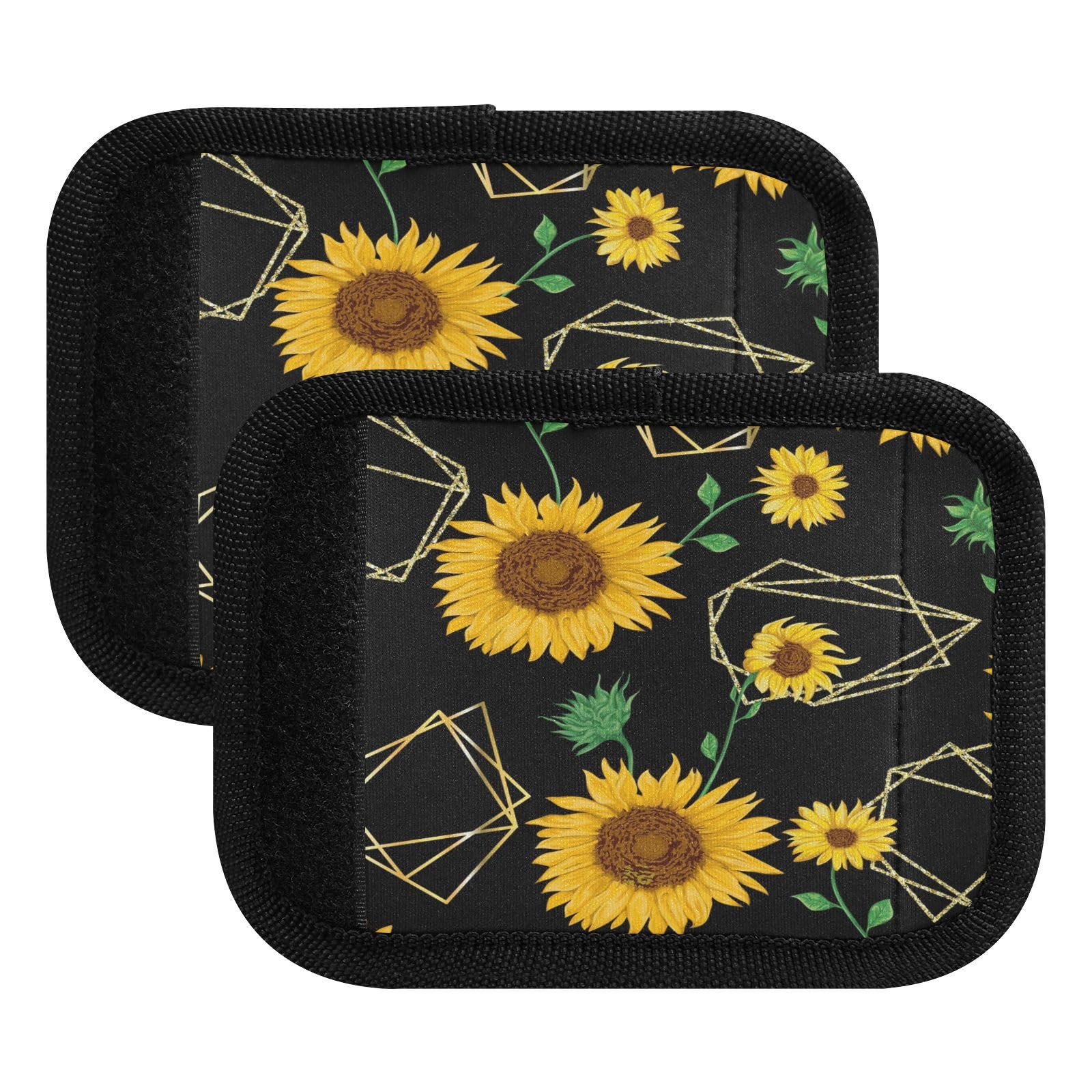 Gepäckgriffbandagen für Koffer, Gepäck, goldene Sonnenblumen, Identifikatoren, weiche Griffe, Abdeckungen für Frühling, Sommer, Herbst, für Reisezubehör, 2 Stück von HMZXZ