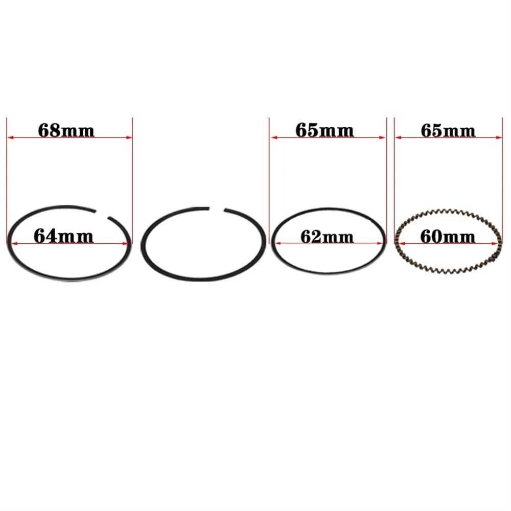 Luftgekühlter Motorradmotor-Kolbenring-Zylinderblockdichtung 65,5 mm, kompatibel mit CB250cc ZS166FMM CB250D-G Kayo T4 und ähnlichen Modellen(PISTON RING) von HNJFXCRO