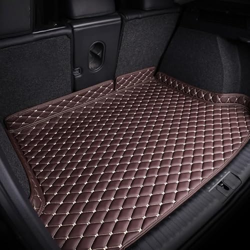 HNQJL Auto Kofferraummatte für FIAT Freemont(5seats) 2012-2024 Leder Wasserdichter Kofferraum Schutzmatte Kofferraumwanne Antirutschmatte Innenraum Zubehör,Brown von HNQJL