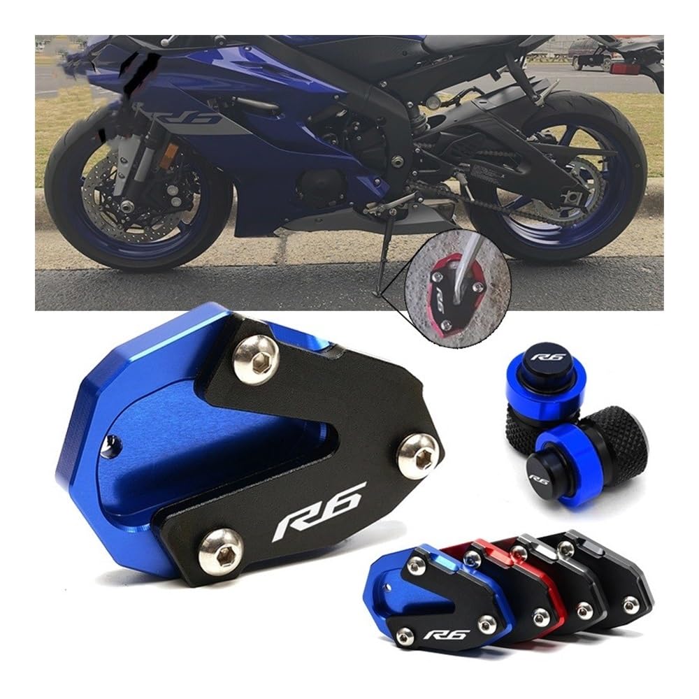 Stützplatte Fuß Verlängerungs Für Yam&aha YZF-R6 YZF R6 YZFR6 2017-2021 2022 Motorrad CNC Kickstand Seitenständerverlängerung Vergrößern von HNQTVJLY