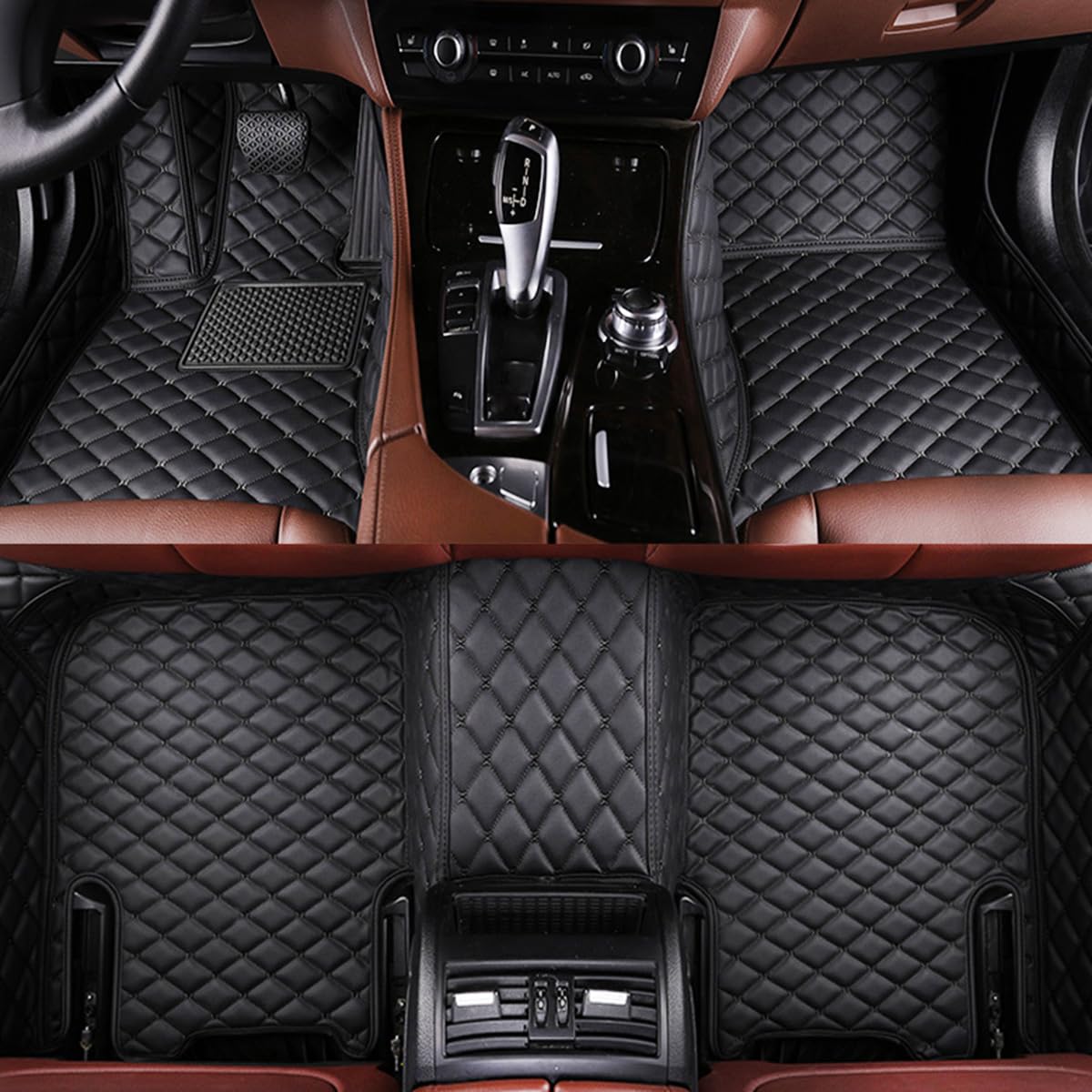 Auto Fußmatten für Audi Q3 Sportback 2019 2020 2021 2022 2023 2024, Allwetter Tragen wasserdichte rutschfeste Leder Automatten,Black von HNZZT