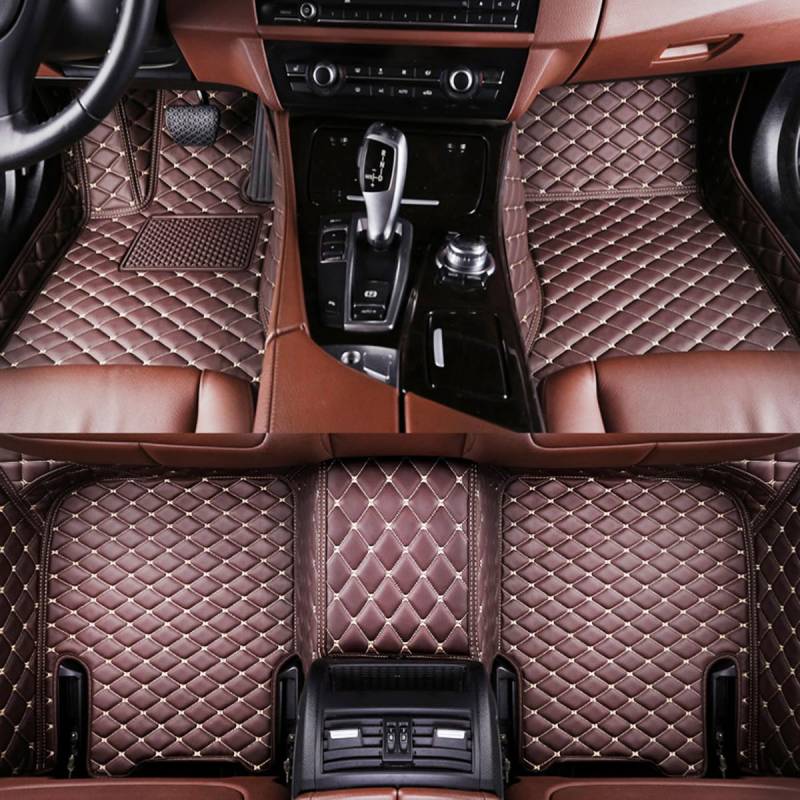 Auto Fußmatten für Audi S4 B9 Limousine 2018 2019 2020, Allwetter Tragen wasserdichte rutschfeste Leder Automatten,Brownbeige von HNZZT