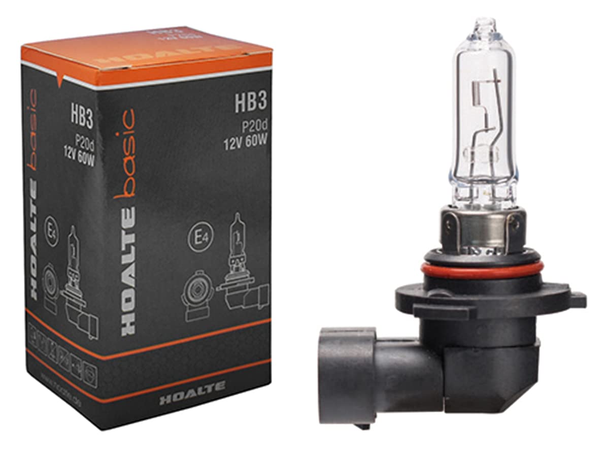 HOALTE - Glühbirne für Autolampen - 1 Stück, HB3, P20d, Clear, 12V, 60W, Halogenlampe, Quarzglas mit UV-Filter, Homologation, Lange Nutzungsdauer von HOALTE