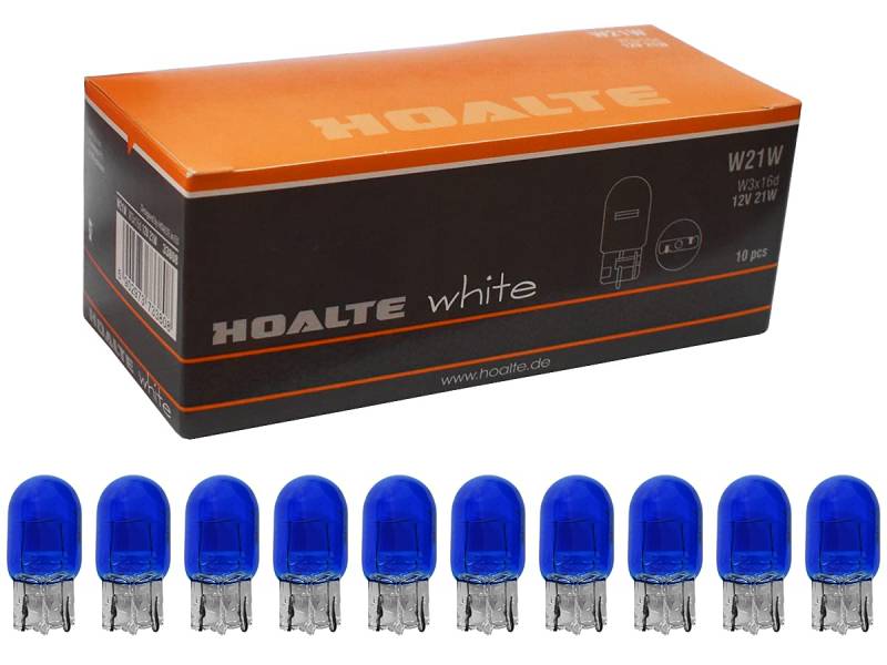 HOALTE - Glühbirne für Autolampen - 10er Pack W21W, W3X16d, Super White, Weiß, 12V, 21W, Homologation, für Autowerkstätten, Autos, Dienstleistungen von HOALTE