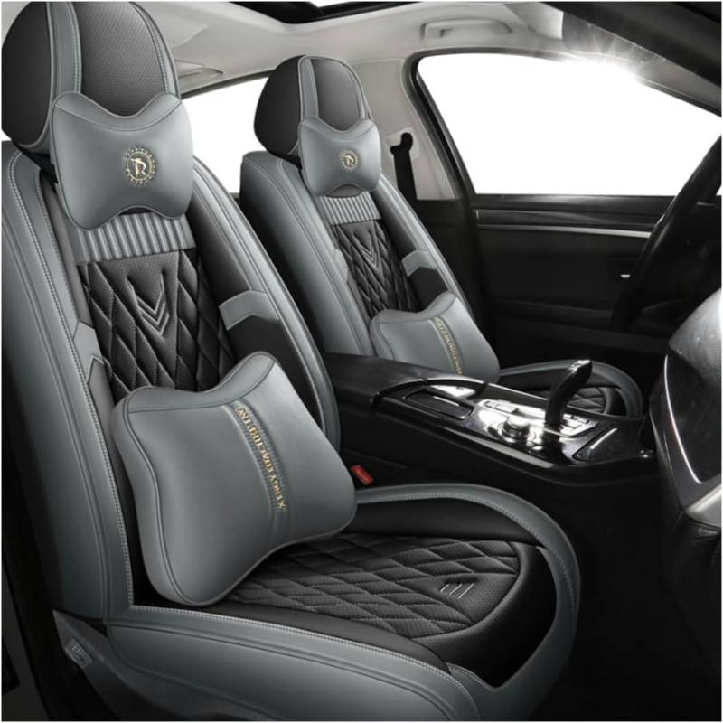 HOBIVA Sitzbezüge Auto Autositzbezüge Universal Set für Audi A7 Sportback e-tron Sportback Q3 Sportback Q5 Sportback Auto Zubehör,Grauer Luxus von HOBIVA