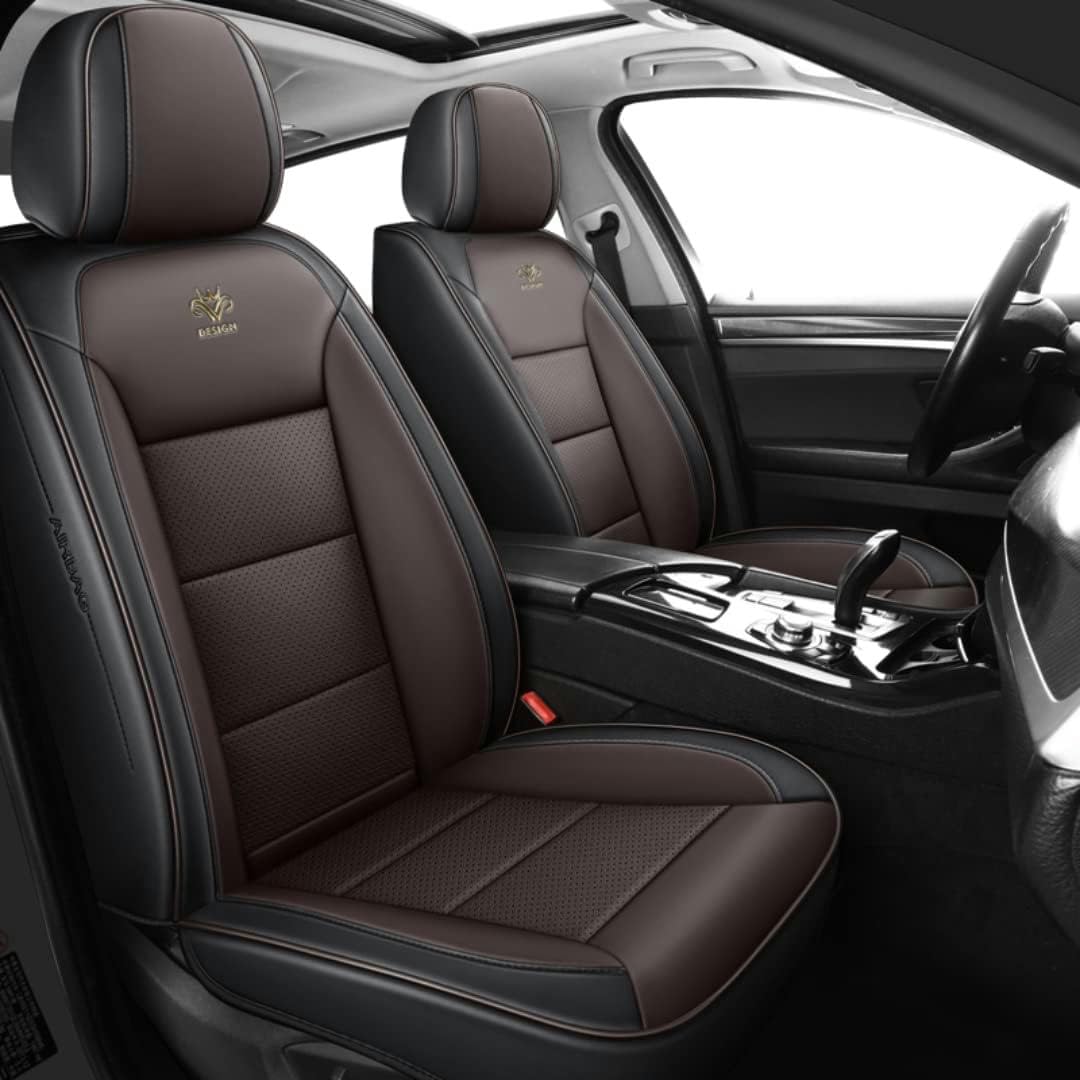 HOBIVA Sitzbezüge Auto Autositzbezüge Universal Set für Jaguar XF 25t R-Sport Limousine(X260)/XF S Limousine(X260)/XF S 30d Auto Zubehör,Schwarze Kaffeefarbe von HOBIVA