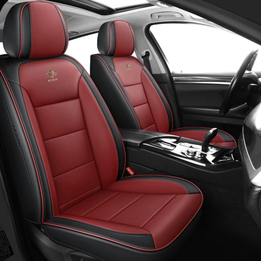 HOBIVA Sitzbezüge Auto Autositzbezüge Universal Set für Mitsubishi Endeavor Lancer Lancer Sportback Mirage Mirage G4 Outlander Outlander Sport Auto Zubehör,Schwarz Rot von HOBIVA