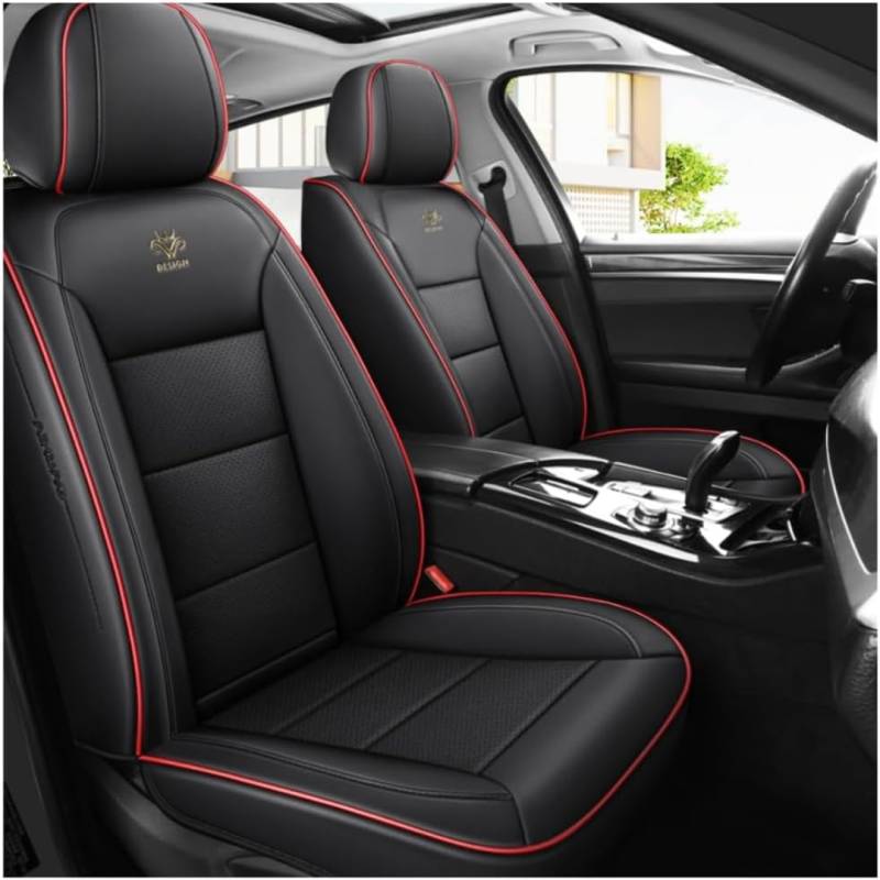 HOBIVA Sitzbezüge Auto Autositzbezüge Universal Set für SEAT Leon Sportstourer Xcellence/Leon Xcellence/MII/MII Ecomotive/MII FR Line Auto Zubehör,Schwarze rote Linien von HOBIVA