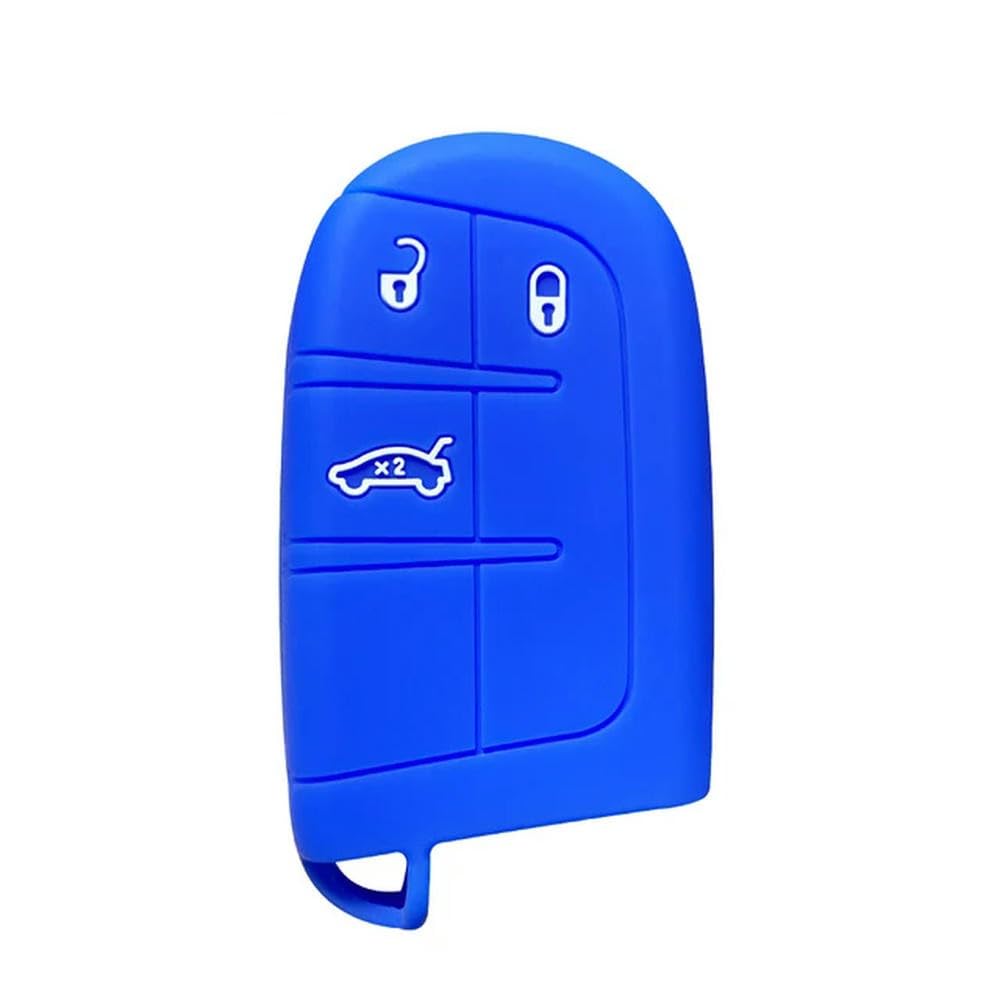 Silikon-Autoschlüssel-Hülle für J/Eep D/Odge Journey C/hrysler Compass Grand Cherokee Smart FOB Key Fernbedienung, blau von HOBIVA