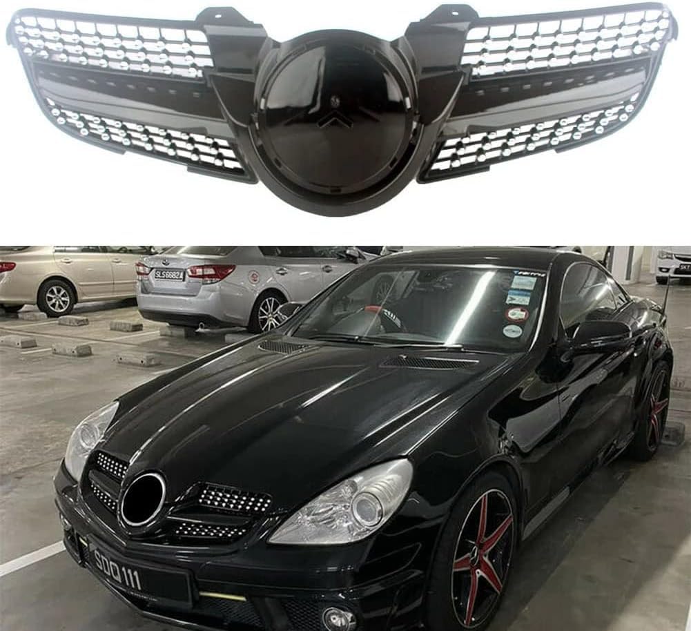 Auto Front Kühlergrille für Mercedes-Benz R171 SLK-Klasse SLK200 230 SLK280 SLK300 SLK320 SLK350 2008 2009 2010, Auto Frontgrill Dauerhaft Front Grill Renngrill Frontstoßstange Radiator Kühlergrille von HOCAH