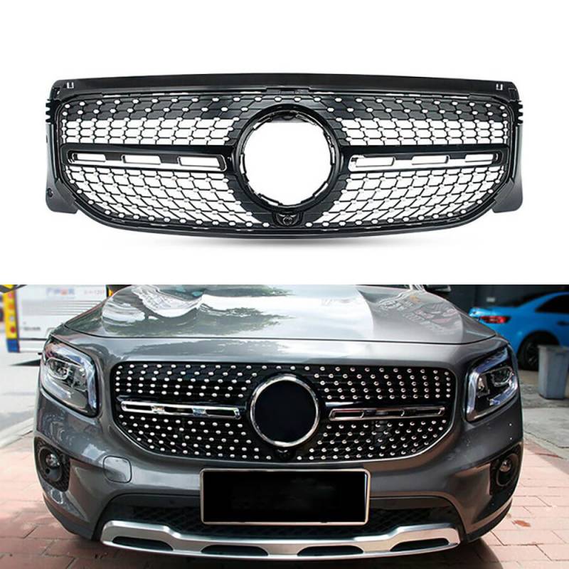 Auto Front Racing Kühlergrill für Mercedes Benz GLB-Klasse X247 W247 2019-2023 Frontstoßstange Kühler Grill Diamant Stil Gitter,Black von HOCAH