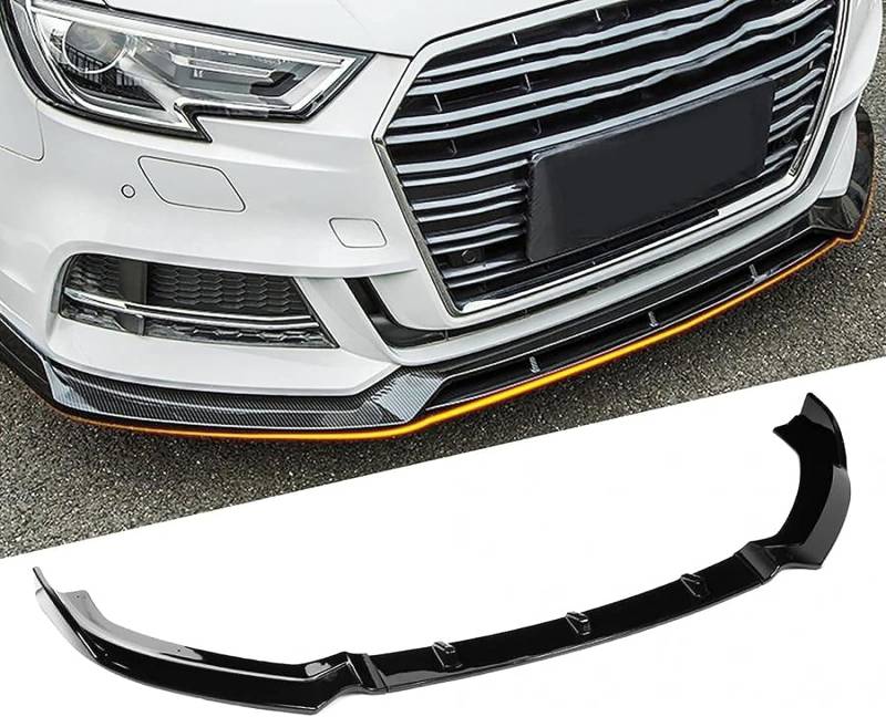 Auto Frontlippe Frontspoiler für Audi A3 S Line 8V 2017-2018, Stoßfängerlippe Spoilerlippe Dauerhaft ABS AntiKollision Frontspoiler Protector von HOCAH