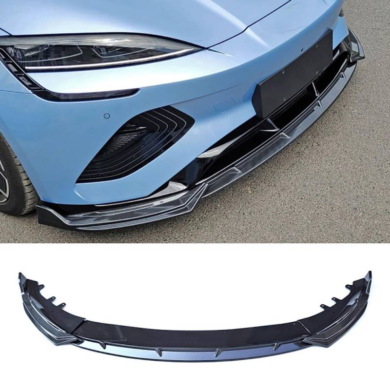 Auto Frontstoßstange Lippe Splitter Spoiler Diffusor für BYD Seal 2022 2023, 3 Stück/Set ABS-Kunststoff Außenzubehör,Carbon Fiber Look von HOCAH