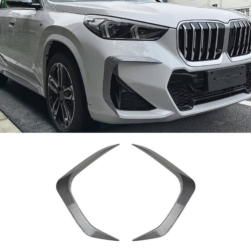 HOCAH Auto Frontstoßstange Splitter Spoiler Nebelscheinwerfer Kühlergrill Entlüftung Abdeckung für BMW X1 U11 M Sport 2023 2024 ABS Außen Zubehör,Carbon Fiber Look von HOCAH