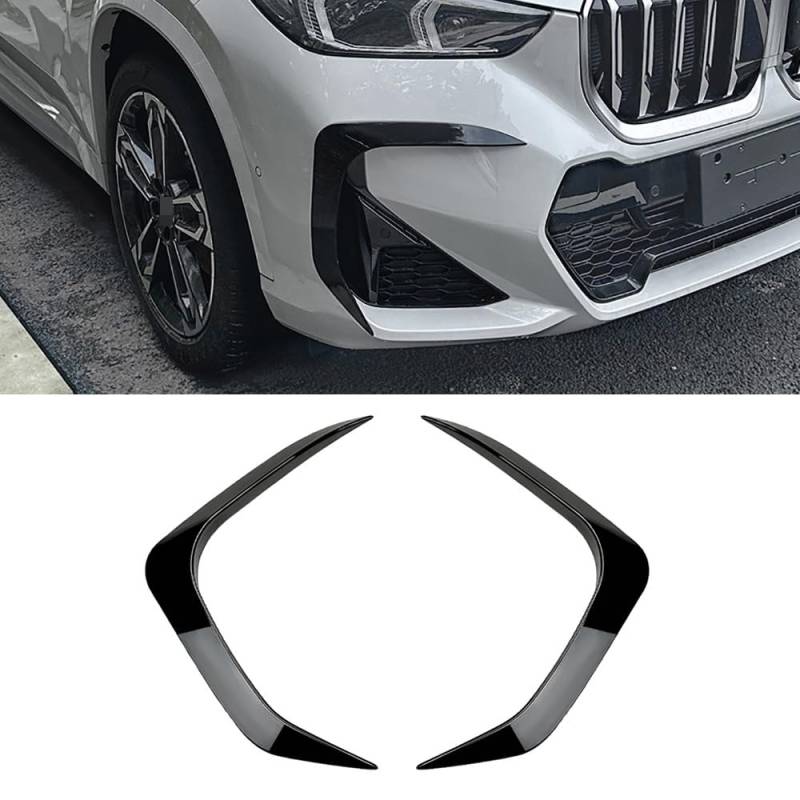 HOCAH Auto Frontstoßstange Splitter Spoiler Nebelscheinwerfer Kühlergrill Entlüftung Abdeckung für BMW X1 U11 M Sport 2023 2024 ABS Außen Zubehör,Glossy Black von HOCAH