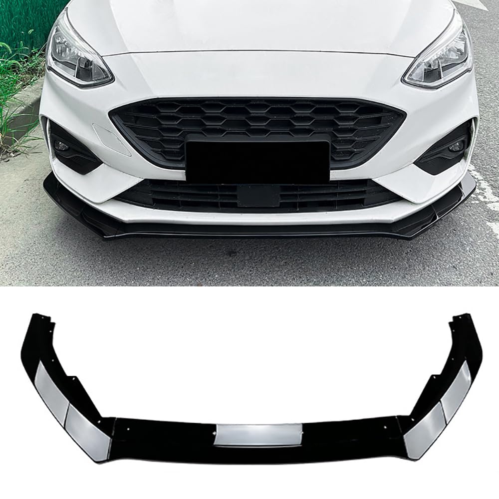 Auto Frontstoßstangen Spoiler Lippen Diffusor für Ford Focus MK4 ST Line 2019 2020 2021 2022, 3 Stück/Set ABS-Kunststoff Außenzubehör,Glossy Black von HOCAH