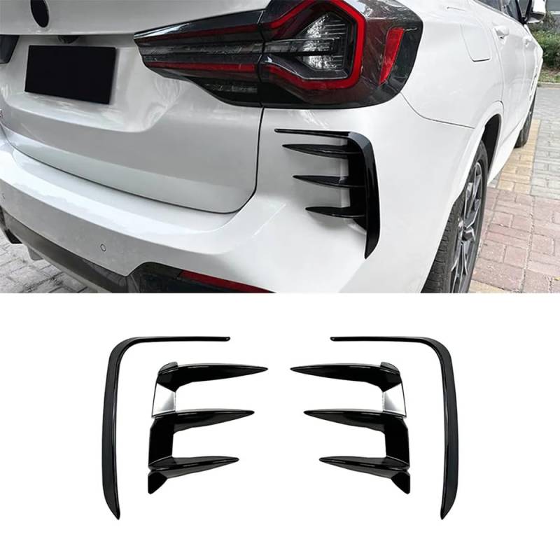 Auto Heckstoßstangen Seite Splitter Spoiler Luftauslass Lüftung Abdeckung für BMW X3 G01 M Sport 2022 2023, ABS Auto Außen Zubehör,Glossy Black-A+B von HOCAH