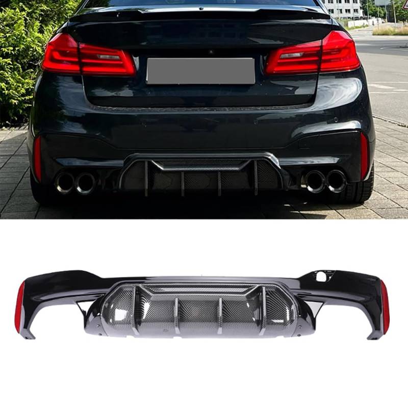 Auto Hinten Bumper Spoiler Lip Diffusor für BMW 5er G30 M Sport 2018 2019 2020 2021 2022 ABS Kohlefaser Auto Heckdiffusor von HOCAH