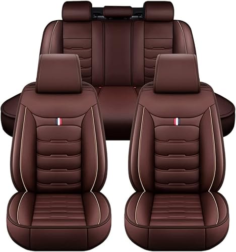 Full Set Auto Sitzbezüge für BMW i4 (G26) M50 5-Door Liftback Sedan 2021,5-Sitzer Luxus Full Set PU Leder Auto Sitzbezüge, Allwetter Vorne und Hinten Wasserdicht Autozubehör,Coffee von HOCAH