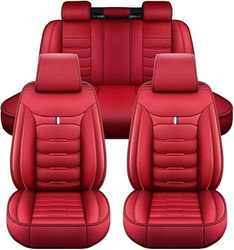 HOCAH Full Set Auto Sitzbezüge für VW Tiguan (2016-2021), Airbag kompatibel, wasserdicht, komplett vorne und hinten Schonbezüge,Red von HOCAH