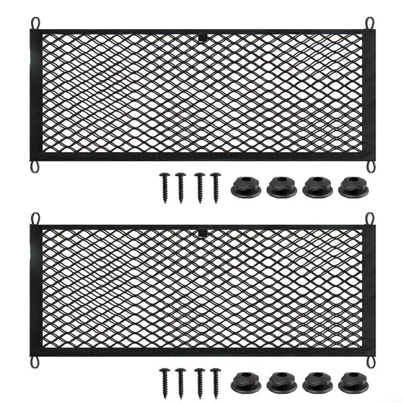 HOHOVYVY 2 x 25 x 60 cm Auto-Aufbewahrungsnetztasche mit Kunststoffrahmen, übergroße Wohnmobil-Aufbewahrung, Boot, Ladetasche, Organizer, Rahmen, Netztasche mit Schrauben von HOHOVYVY