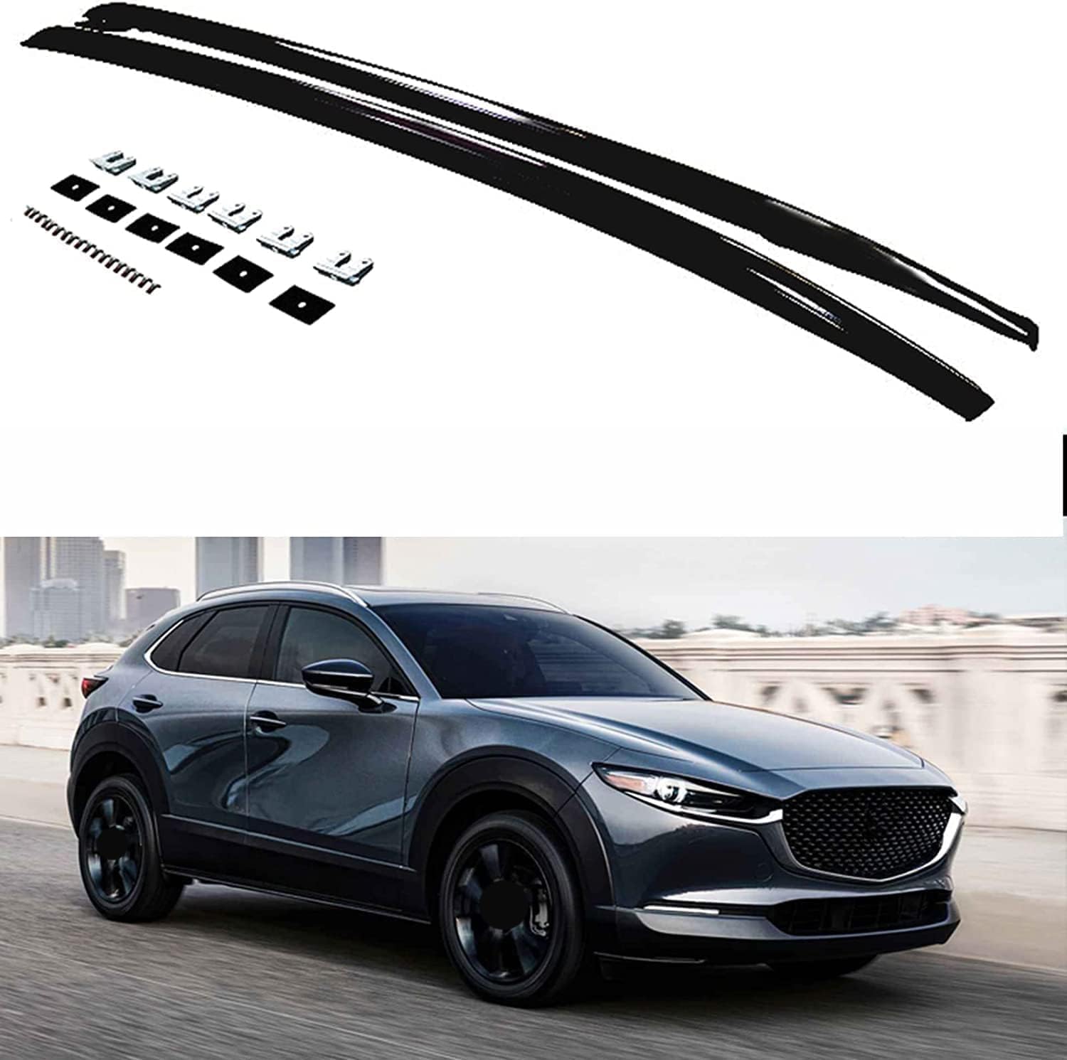 2 Stück Autodachträger Längsstange für Mazda CX-30 2020-2023, Aluminium Dachreling Dachträger Gepäckträger GepäCktransport Zubehör von HOLIV