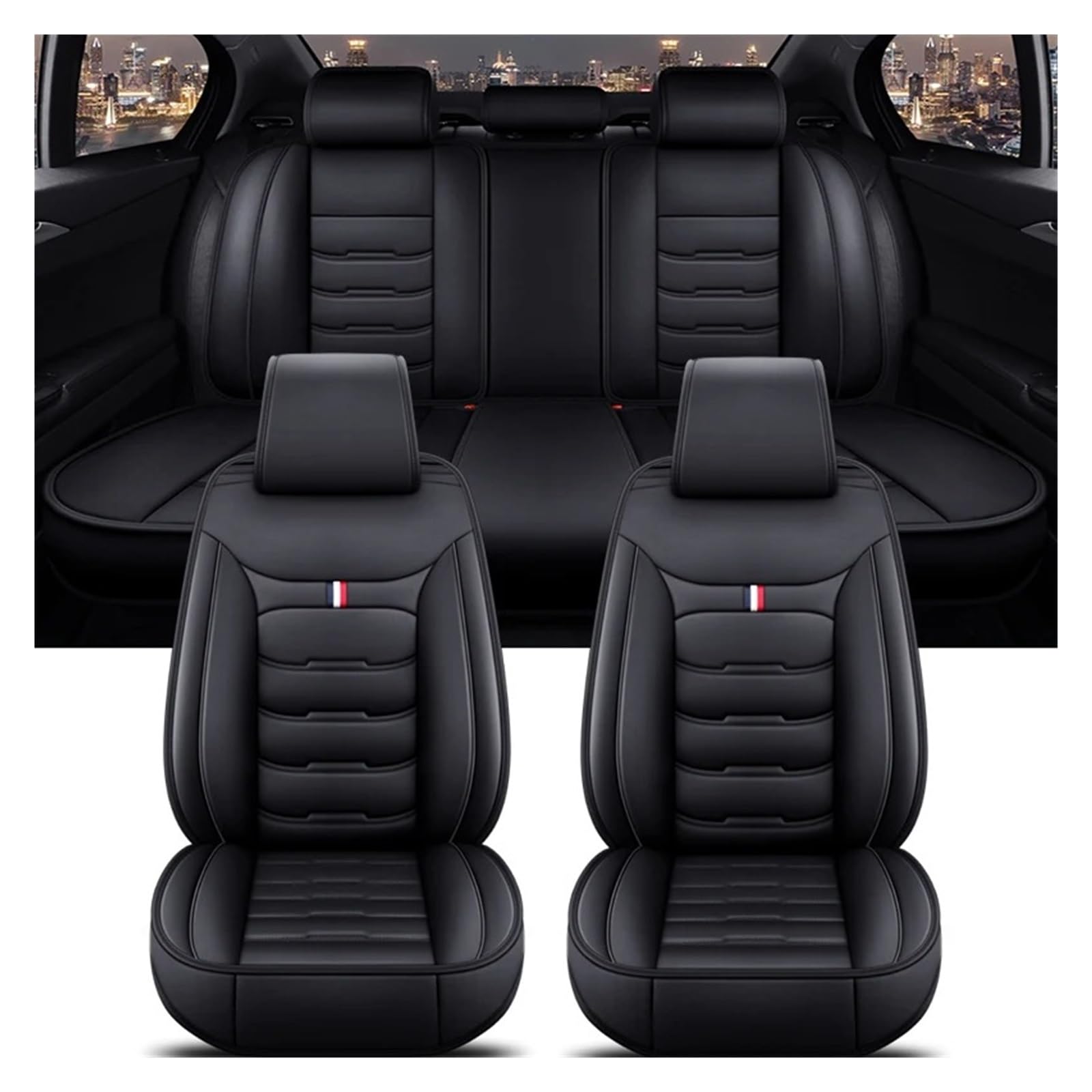 HOLIV Sitzbezüge Auto Für 1er-Serie Alle Automodelle E81 E82 E87 E88 F20 F21 F52 F40 Universeller Autositzbezug Sitzbezüge Auto Set(A-Black 5 Seat) von HOLIV