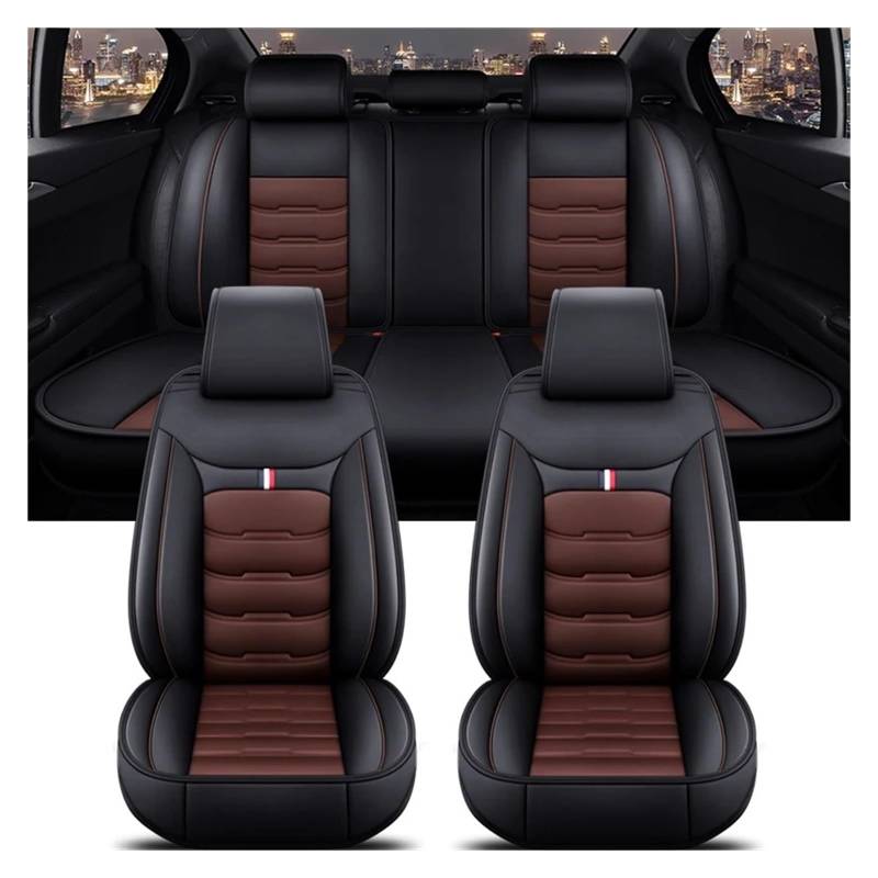 HOLIV Sitzbezüge Auto Für 1er-Serie Alle Automodelle E81 E82 E87 E88 F20 F21 F52 F40 Universeller Autositzbezug Sitzbezüge Auto Set(A-Black Coffee 5 Seat) von HOLIV