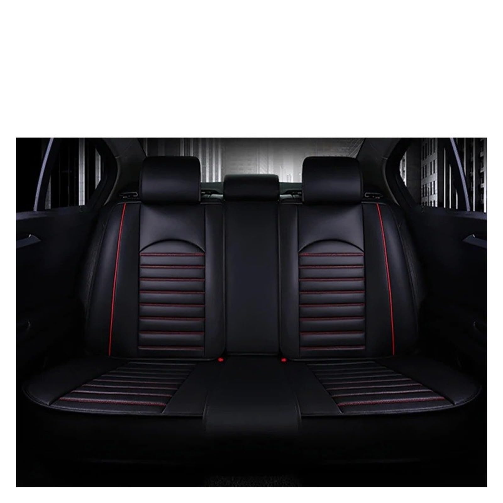 HOLIV Sitzbezüge Auto Für Saab 95 93 Leder Universal Autositzbezüge Auto-Innenausstattung Autoprodukte Innenausstattung Sitzbezüge Auto Set(1 Black red Rear) von HOLIV