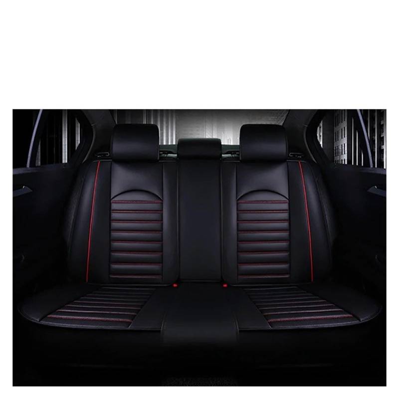 HOLIV Sitzbezüge Auto Für Saab 95 93 Leder Universal Autositzbezüge Auto-Innenausstattung Autoprodukte Innenausstattung Sitzbezüge Auto Set(1 Black red Rear) von HOLIV