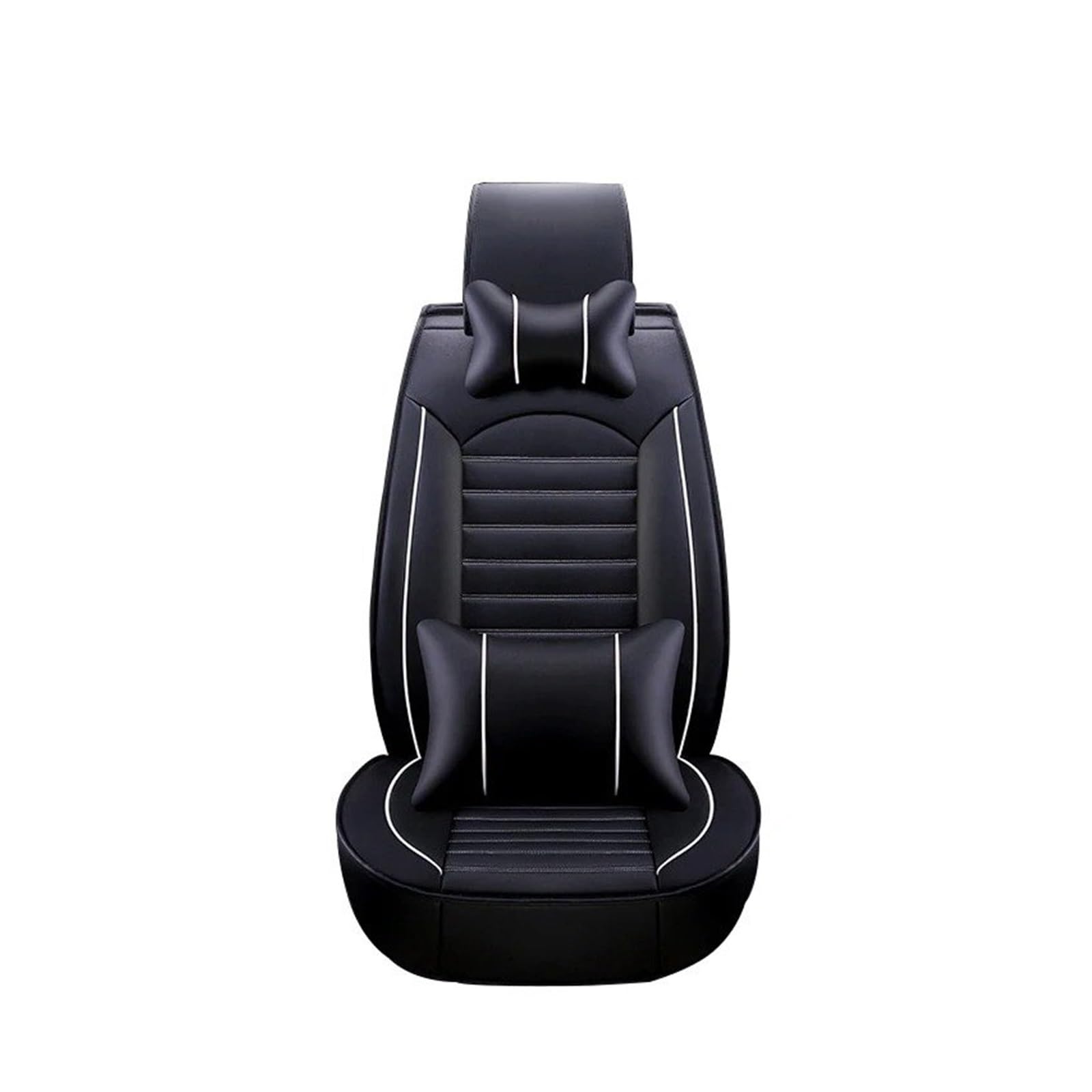 HOLIV Sitzbezüge Auto Für Saab 95 93 Leder Universal Autositzbezüge Auto-Innenausstattung Autoprodukte Innenausstattung Sitzbezüge Auto Set(1blackwhite Front D) von HOLIV