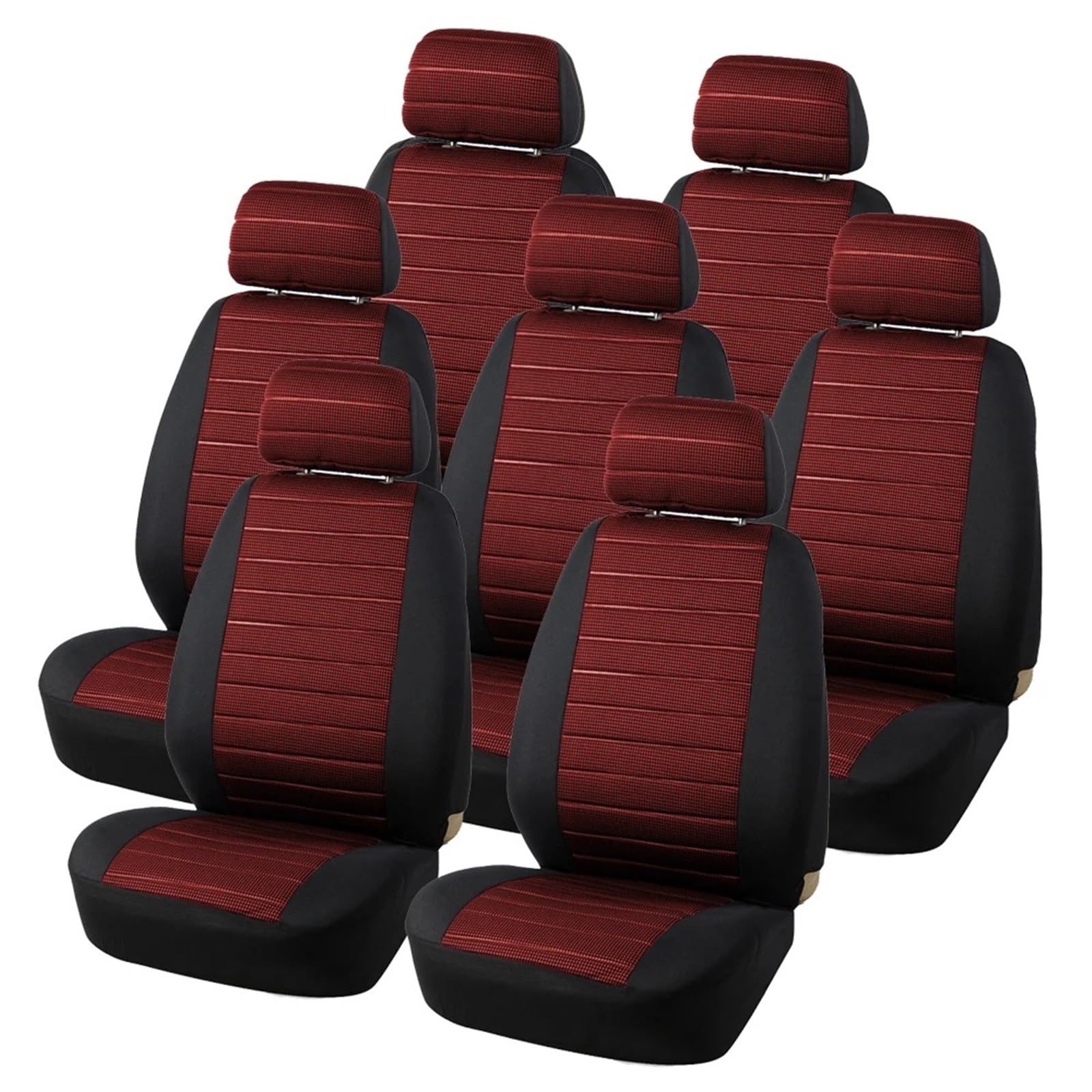 Sitzbezüge Auto 7 STÜCKE Für Peugeot 206 CC Autositzbezüge Universal Airbag Kompatibel Auto Schützen Kissen Auto Innenausstattung Sitzbezüge Auto Set(7Piece RED) von HOLIV