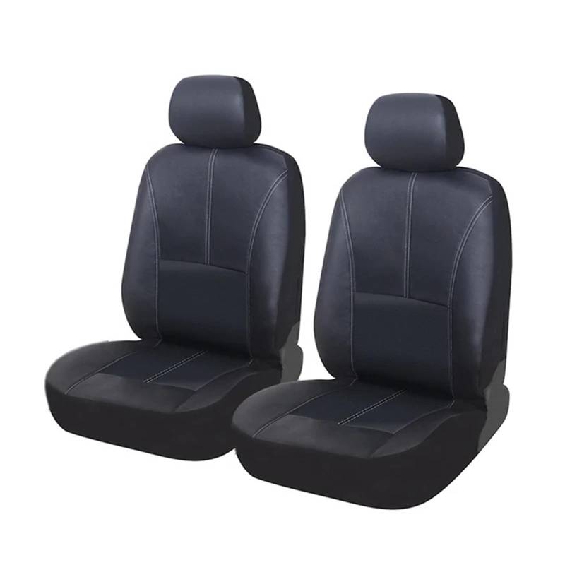 Sitzbezüge Auto Für Hyundai Für Kona 2/5/7 Sitzer Beige Kunstleder Autositzbezüge Vorne Und Hinten Sitzbank Protektoren Sitzbezüge Auto Set(2 Seater Black) von HOLIV